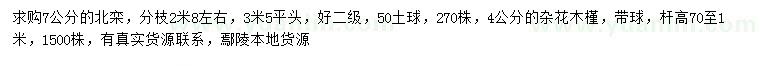 求購7公分北欒、4公分雜花木槿