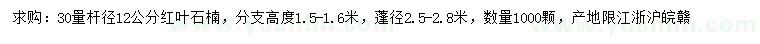 求購(gòu)30公分量12公分紅葉石楠