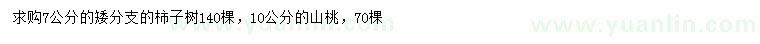 求購7公分柿子樹、10公分山桃