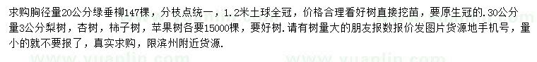 求購梨樹、杏樹、柿子樹等