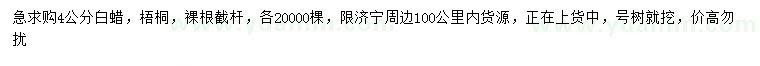 求購4公分白蠟、梧桐