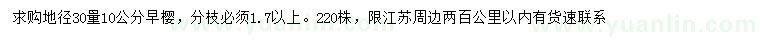 求購地徑30量10公分早櫻