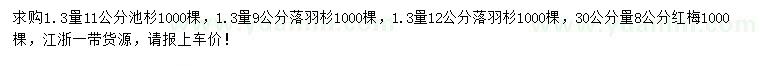 求購(gòu)池杉、落羽杉、紅梅