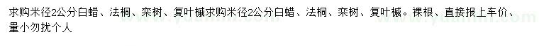 求購白蠟、法桐、欒樹等