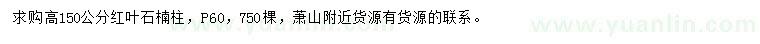 求購(gòu)高150公分紅葉石楠柱