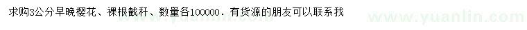 求購(gòu)3公分早晚櫻花