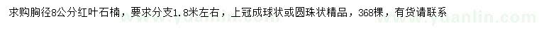 求購胸徑8公分紅葉石楠