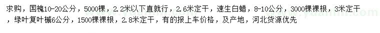 求購國槐、速生白蠟、復(fù)葉槭