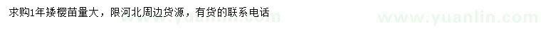 求購矮櫻小苗