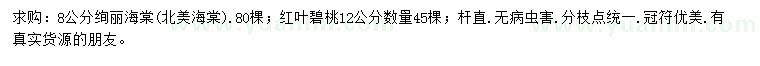 求購8公分絢麗海棠、12公分紅葉碧桃