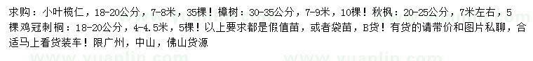 求購(gòu)小葉欖仁、樟樹、秋楓等