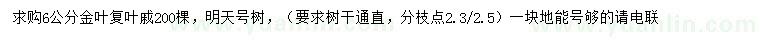 求購(gòu)6公分金葉復(fù)葉槭