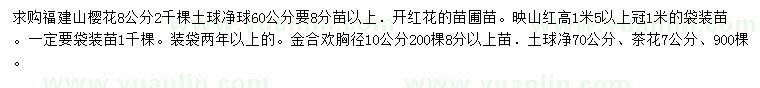 求購福建山櫻花、映山紅、金合歡等