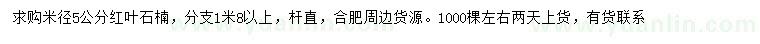 求購(gòu)米徑5公分紅葉石楠