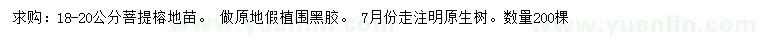 求購(gòu)18-20公分菩提榕