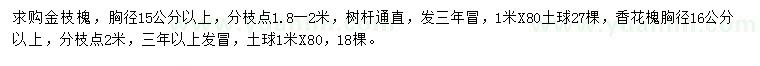 求購(gòu)胸徑15公分以上金枝槐、16公分香花槐