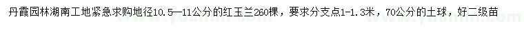 求購地徑10.5-11公分紅玉蘭