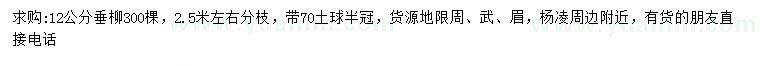求購12公分垂柳