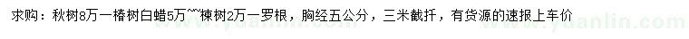 求購秋樹、椿樹、白蠟等