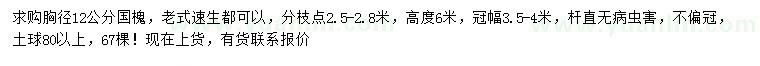 求購(gòu)胸徑12公分國(guó)槐