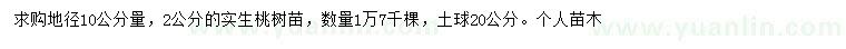 求購地徑10量2公分實生桃樹苗
