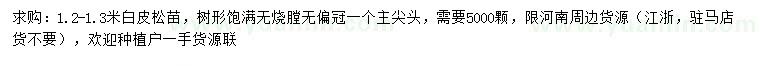 求購1.2-1.3米白皮松