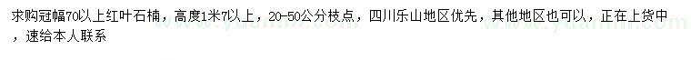 求購冠幅70公分以上紅葉石楠