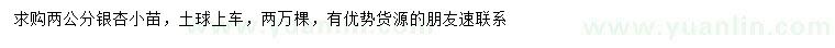 求購(gòu)2公分銀杏小苗