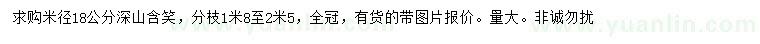 求購米徑18公分深山含笑