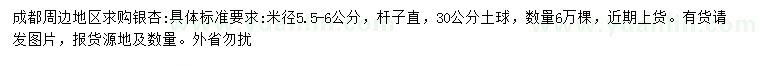 求購(gòu)米徑5.5-6公分銀杏