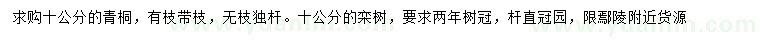 求購(gòu)10公分青桐、欒樹(shù)