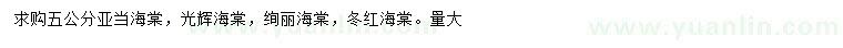 求購(gòu)亞當(dāng)海棠、光輝海棠、絢麗海棠等