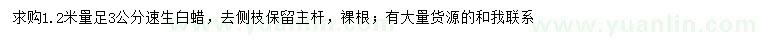 求購(gòu)1.2米量足3公分速生白蠟