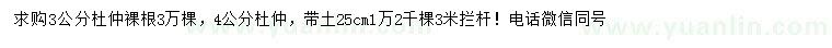 求購3、4公分杜仲