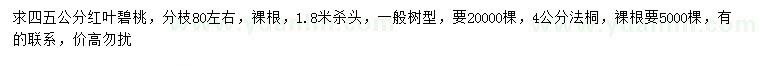 求購4、5公分紅葉碧桃、4公分法桐