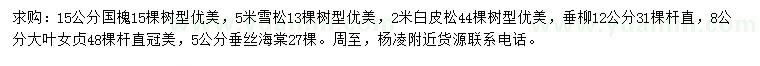 求購(gòu)國(guó)槐、雪松、白皮松等
