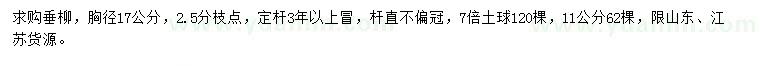 求購胸徑11、17公分垂柳