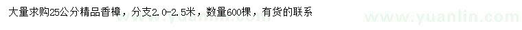 求購25公分精品香樟