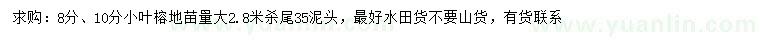 求購8、10分小葉榕地苗