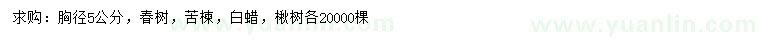 求購椿樹、苦楝、白蠟