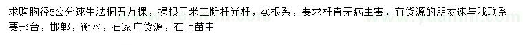 求購(gòu)胸徑5公分速生法桐
