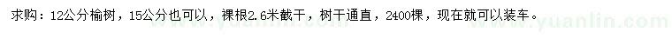 求購(gòu)12公分榆樹(shù)