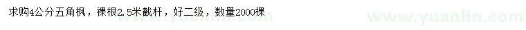 求購4公分五角楓