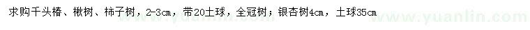 求購(gòu)千頭椿、楸樹(shù)、柿子樹(shù)
