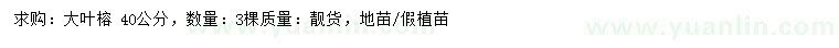 求購40公分大葉榕