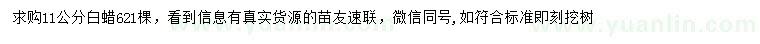 求購11公分白蠟