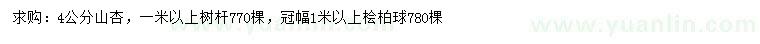 求購(gòu)4公分山杏、冠幅1米以上檜柏球