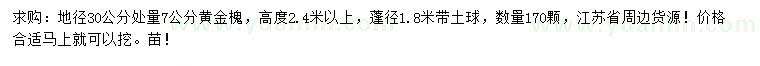 求購(gòu)30量7公分黃金槐