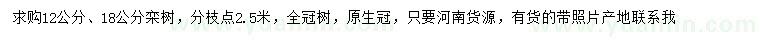 求購(gòu)12、18公分欒樹(shù)