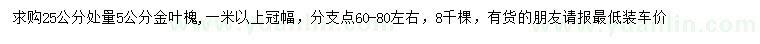 求購(gòu)25公分處量5公分金葉槐